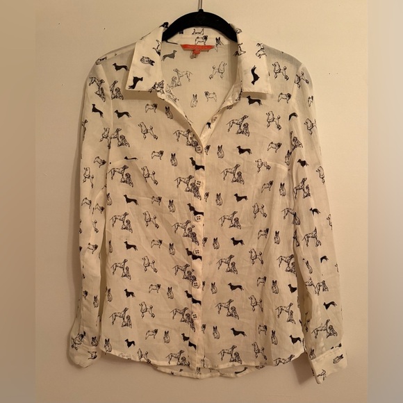 NWOT MODCLOTH Twist on Simple Cotton Oxford Top in Dogs 100% Cotton - Picture 3 of 8
